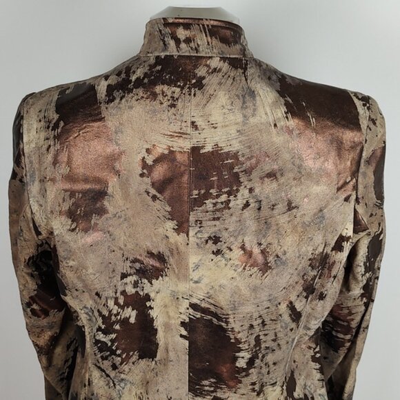 NWT! Y2K Danier Leather Jacket Abstract Metallic Bronze Nappa Light Size Large - Picture 6 of 11